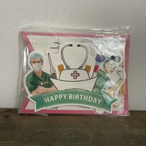 Nurse Happy Birthday Bundle Nursing Banner Cake Cupcake Toppers